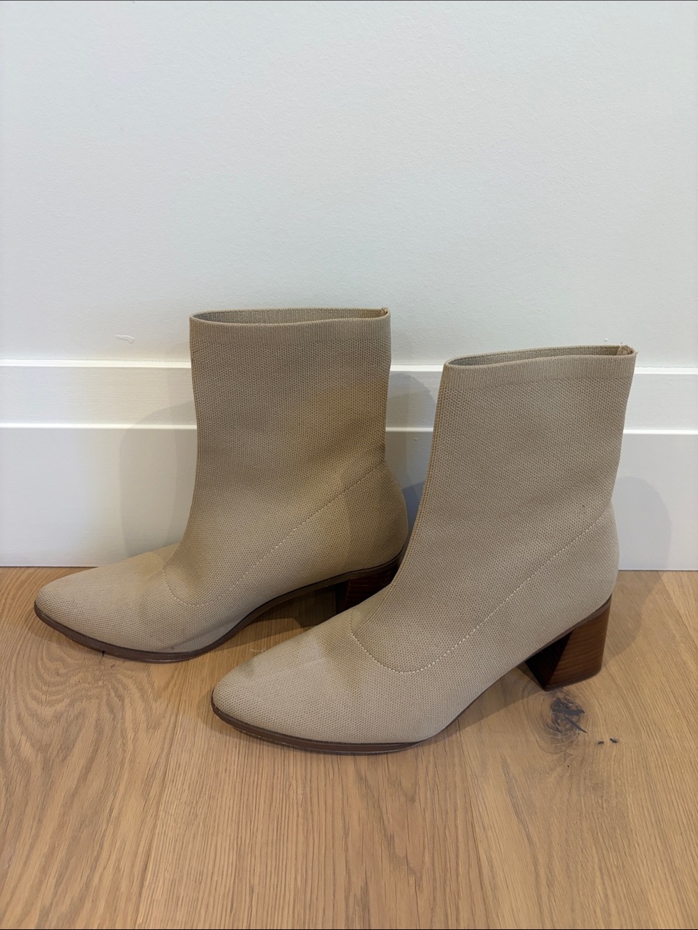 Beige Women's Ankle Boots - Stylish Block Heel